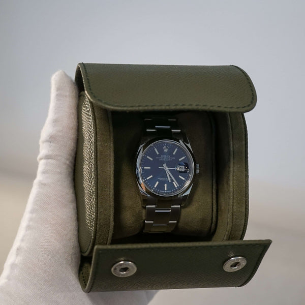 Hochwertige Leder Uhrenrolle grün Aufbewahrung für eine Uhr Sprezzi Fashion