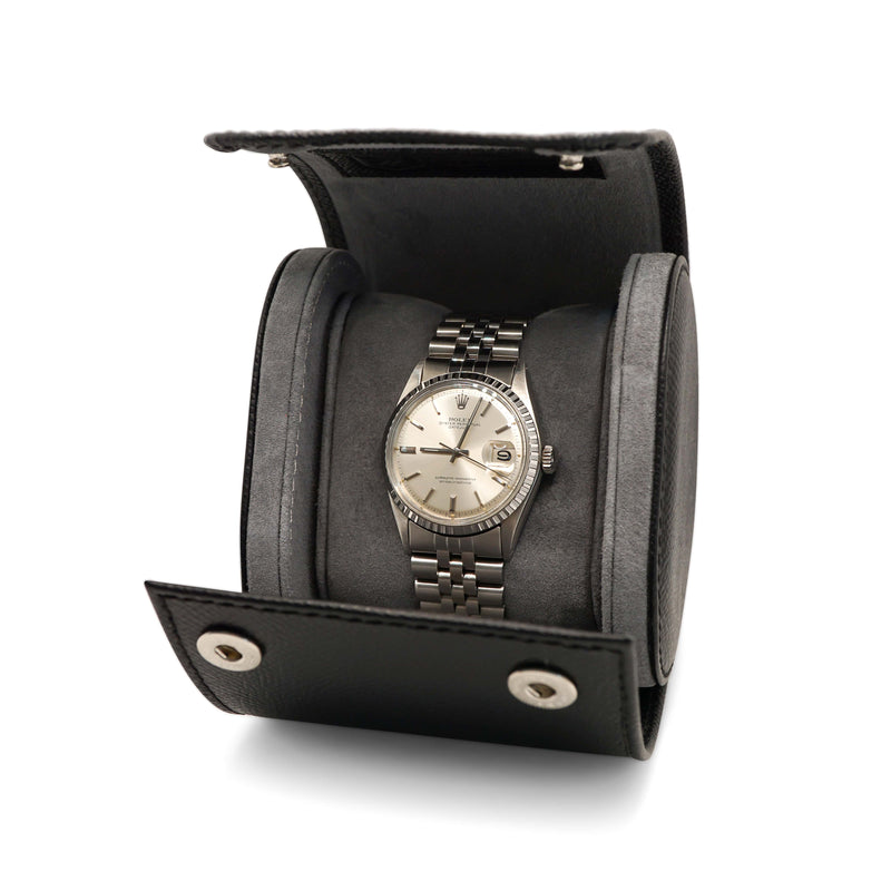 Hochwertige Leder Uhrenrolle schwarz Aufbewahrung für eine Uhr Sprezzi Fashion