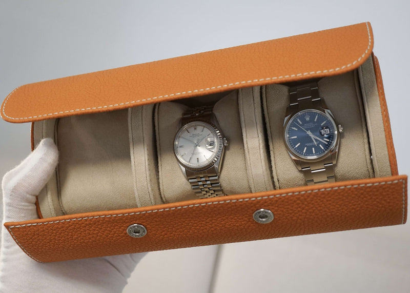 Uhrenrolle aus Leder für 3 Uhren [Orange] Uhrenrollen Sprezzi 
