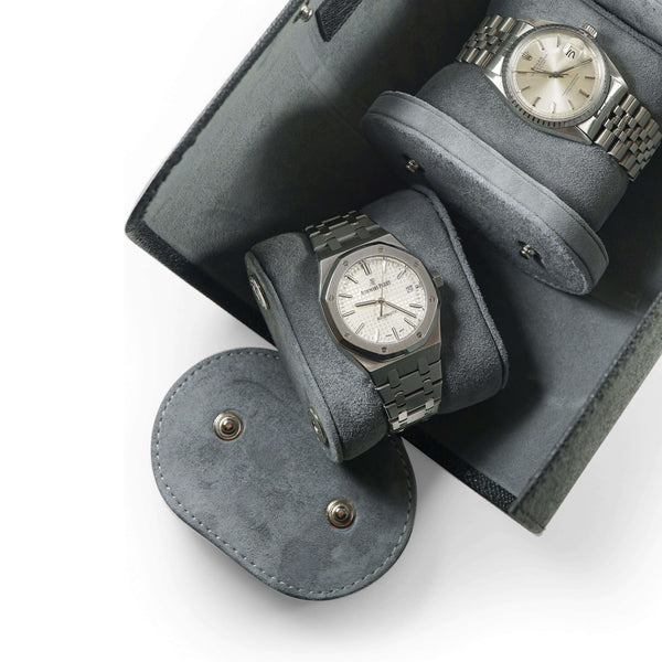 Uhrenrolle aus Leder für 3 Uhren [Schwarz] Uhrenrollen Sprezzi 